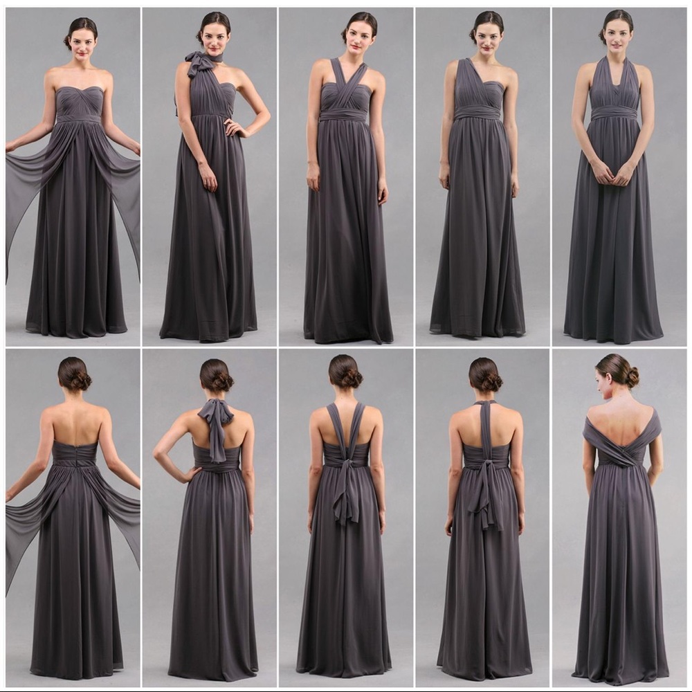 Jenny Yoo Charcoal Aidan Bridesmaid Dress 6 EUC